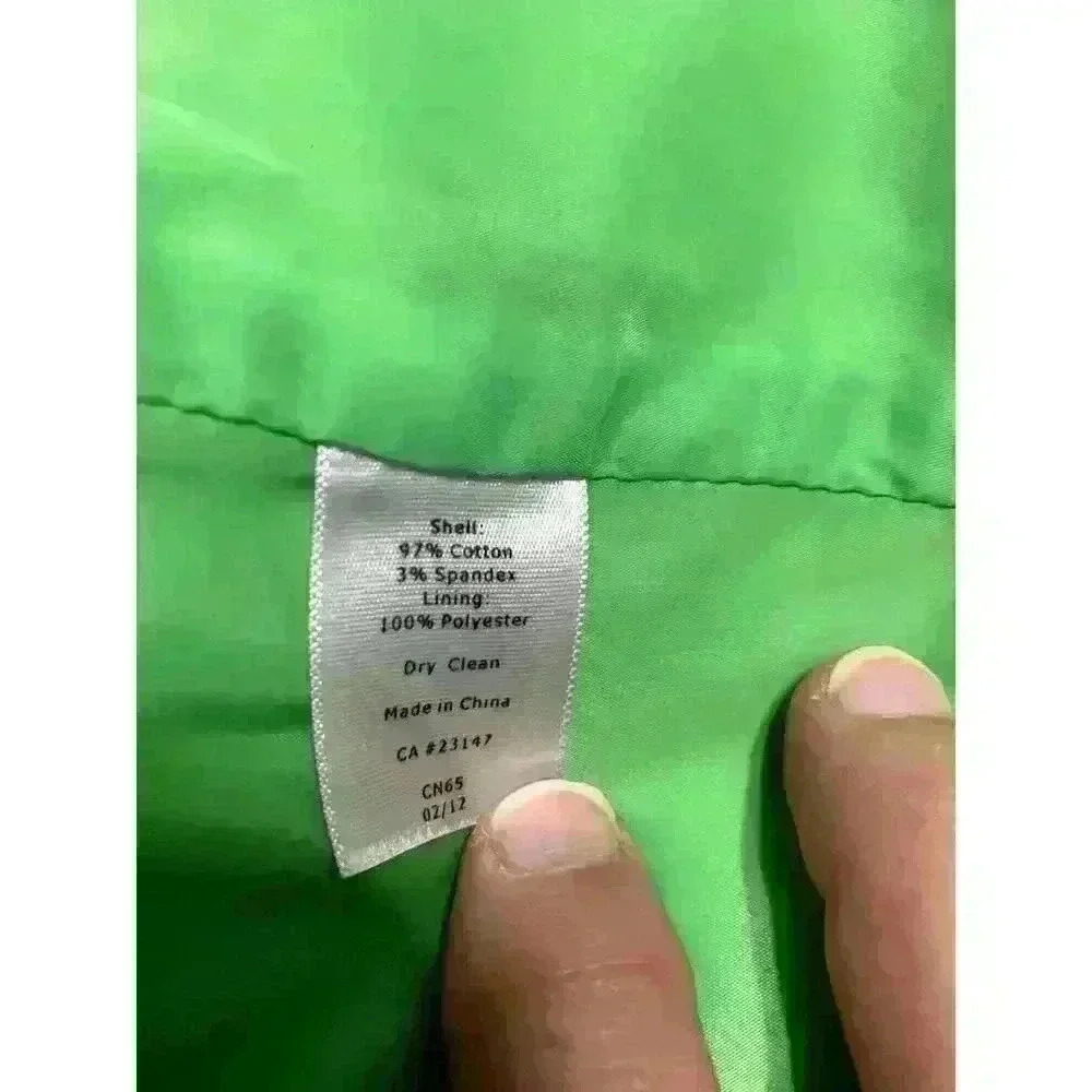 Talbots Lime Green Cotton One Button Women's Blazer Size 16 Career - Picture 7 of 9